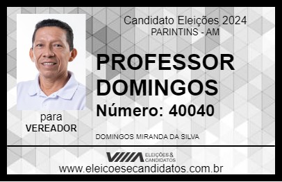 Candidato PROFESSOR DOMINGOS 2024 - PARINTINS - Eleições