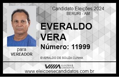 Candidato EVERALDO VERA 2024 - BERURI - Eleições