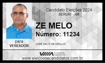 Candidato ZE MELO 2024 - BERURI - Eleições