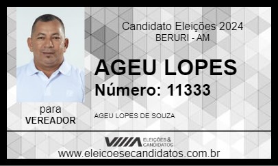 Candidato AGEU LOPES 2024 - BERURI - Eleições