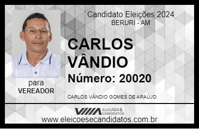 Candidato CARLOS VÂNDIO 2024 - BERURI - Eleições