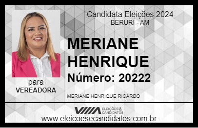 Candidato MERIANE HENRIQUE 2024 - BERURI - Eleições