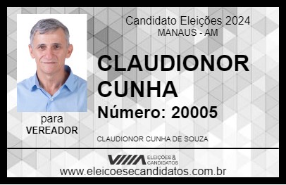 Candidato CLAUDIONOR CUNHA 2024 - MANAUS - Eleições