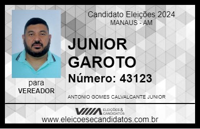 Candidato JUNIOR GAROTO 2024 - MANAUS - Eleições