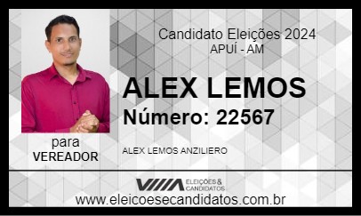 Candidato ALEX LEMOS 2024 - APUÍ - Eleições