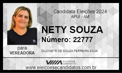 Candidato NETY SOUZA 2024 - APUÍ - Eleições