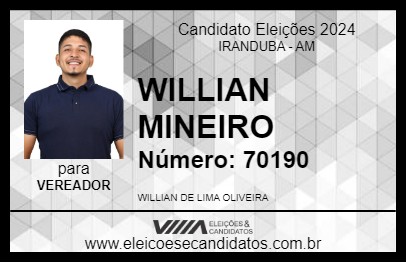 Candidato WILLIAN MINEIRO 2024 - IRANDUBA - Eleições