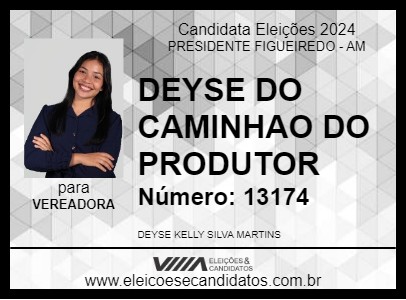 Candidato DEYSE DO CAMINHAO DO PRODUTOR 2024 - PRESIDENTE FIGUEIREDO - Eleições