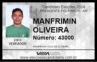 Candidato MANFRIMIN OLIVEIRA 2024 - PRESIDENTE FIGUEIREDO - Eleições