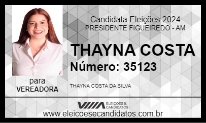 Candidato THAYNA COSTA 2024 - PRESIDENTE FIGUEIREDO - Eleições