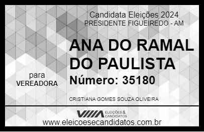 Candidato ANA DO RAMAL DO PAULISTA 2024 - PRESIDENTE FIGUEIREDO - Eleições