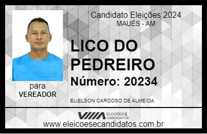 Candidato LICO DO  PEDREIRO 2024 - MAUÉS - Eleições