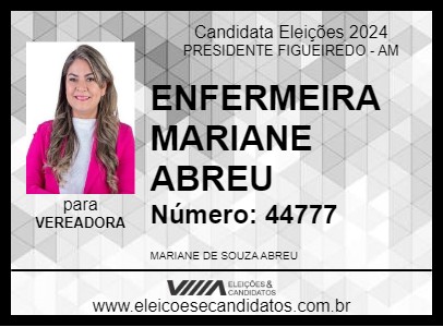 Candidato ENFERMEIRA MARIANE ABREU 2024 - PRESIDENTE FIGUEIREDO - Eleições