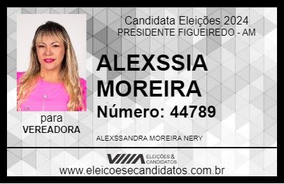 Candidato ALEXSSIA MOREIRA 2024 - PRESIDENTE FIGUEIREDO - Eleições