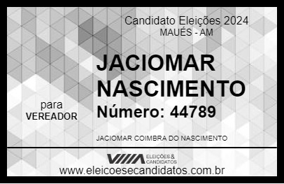 Candidato JACIOMAR NASCIMENTO 2024 - MAUÉS - Eleições