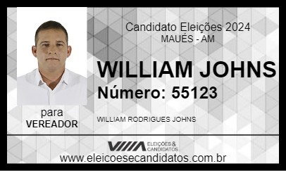 Candidato WILLIAM JOHNS 2024 - MAUÉS - Eleições