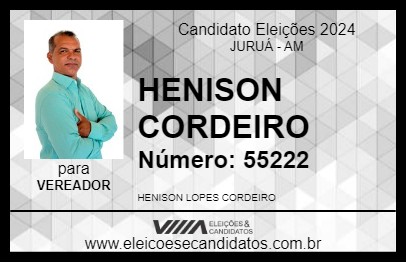 Candidato HENISON CORDEIRO 2024 - JURUÁ - Eleições