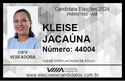 Candidato KLEISE JACAÚNA 2024 - PARINTINS - Eleições