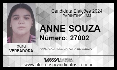 Candidato ANNE SOUZA 2024 - PARINTINS - Eleições