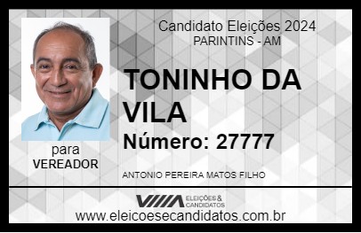 Candidato TONINHO DA VILA 2024 - PARINTINS - Eleições