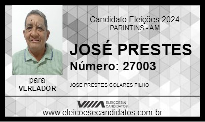 Candidato COLARES 2024 - PARINTINS - Eleições