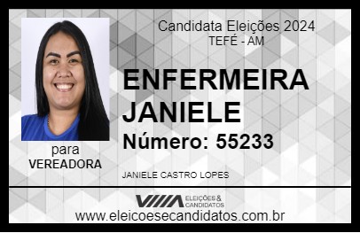 Candidato ENFERMEIRA JANIELE 2024 - TEFÉ - Eleições