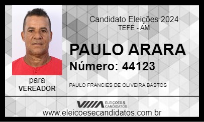 Candidato PAULO ARARA 2024 - TEFÉ - Eleições