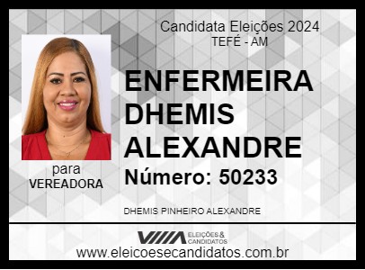 Candidato ENFERMEIRA DHEMIS ALEXANDRE 2024 - TEFÉ - Eleições