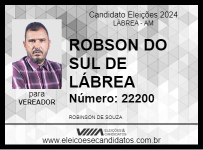 Candidato ROBSON DO SUL DE LÁBREA 2024 - LÁBREA - Eleições