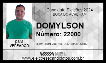 Candidato DOMYLSON 2024 - BOCA DO ACRE - Eleições