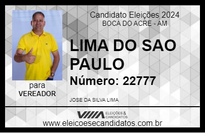 Candidato LIMA DO SAO PAULO 2024 - BOCA DO ACRE - Eleições