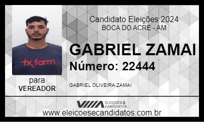 Candidato GABRIEL ZAMAI 2024 - BOCA DO ACRE - Eleições