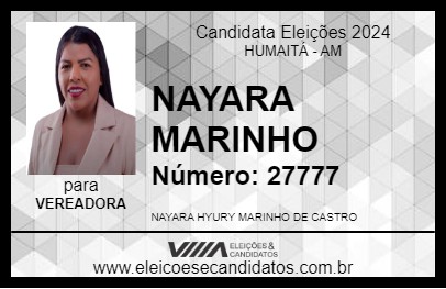 Candidato NAYARA MARINHO 2024 - HUMAITÁ - Eleições