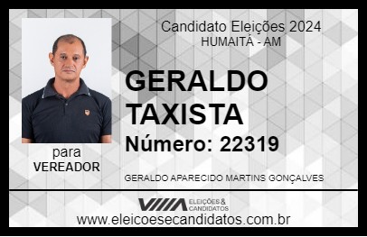 Candidato GERALDO TAXISTA  2024 - HUMAITÁ - Eleições