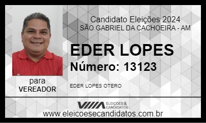 Candidato EDER LOPES 2024 - SÃO GABRIEL DA CACHOEIRA - Eleições