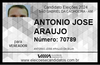 Candidato ANTONIO JOSE ARAUJO 2024 - SÃO GABRIEL DA CACHOEIRA - Eleições