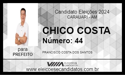 Candidato CHICO COSTA 2024 - CARAUARI - Eleições