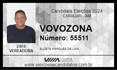 Candidato VOVOZONA 2024 - CARAUARI - Eleições