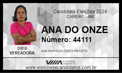 Candidato ANA DO ONZE 2024 - CAREIRO - Eleições