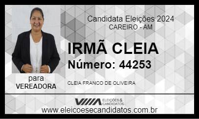 Candidato IRMÃ CLEIA 2024 - CAREIRO - Eleições