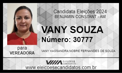 Candidato VANY SOUZA 2024 - BENJAMIN CONSTANT - Eleições