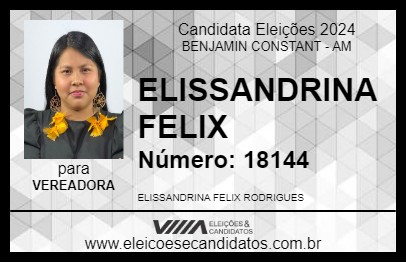 Candidato ELISSANDRINA FELIX 2024 - BENJAMIN CONSTANT - Eleições