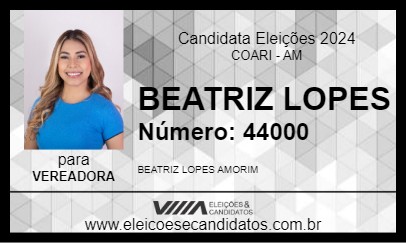 Candidato BEATRIZ LOPES 2024 - COARI - Eleições