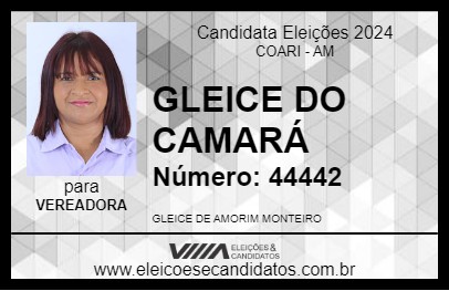 Candidato GLEICE DO CAMARÁ 2024 - COARI - Eleições