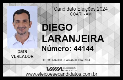 Candidato DIEGO LARANJEIRA 2024 - COARI - Eleições