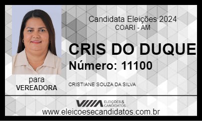 Candidato CRIS DO DUQUE 2024 - COARI - Eleições