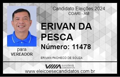 Candidato ERIVAN DA PESCA 2024 - COARI - Eleições