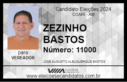 Candidato ZEZINHO BASTOS 2024 - COARI - Eleições