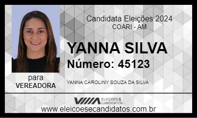 Candidato YANNA SILVA 2024 - COARI - Eleições