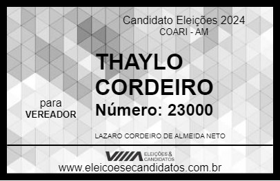 Candidato THAYLO CORDEIRO 2024 - COARI - Eleições